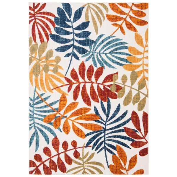 Flowers First 6 x 9 ft. Cabana Contemporary Rectangle Power Loomed Rug Creme & Red FL2115138 - main